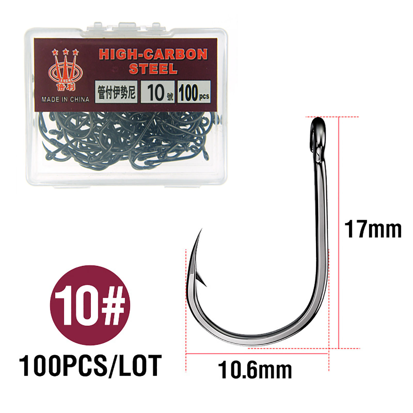 Cheap 100pcs/lot Fishing Hook Jig Hooks 1#-12# Barbed High Carbon