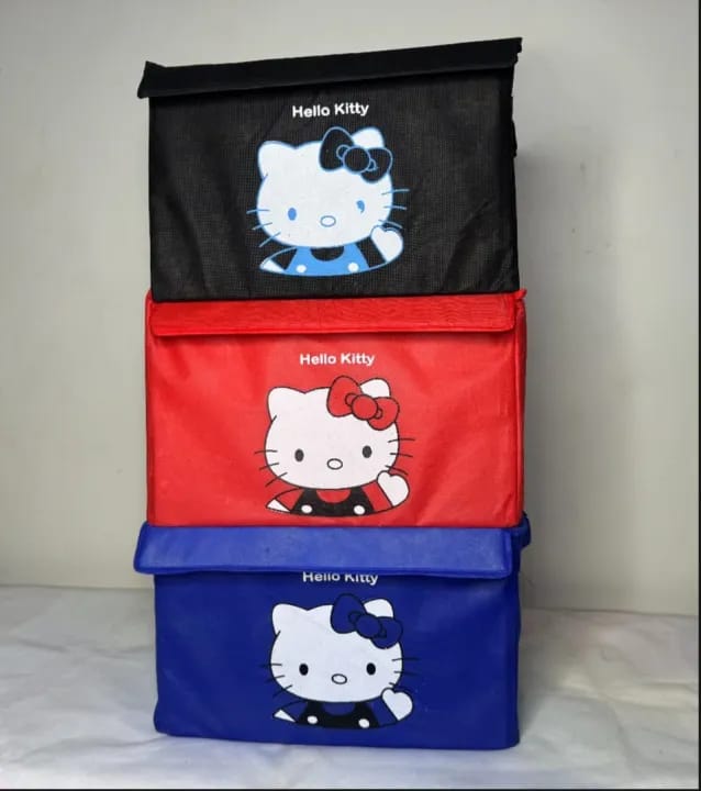 pack of 2 Kitty Design Folding Storage Bins Quilt Basket Kid Toys Organizer Storage Boxes Cabinet Wardrobe Storage Bags