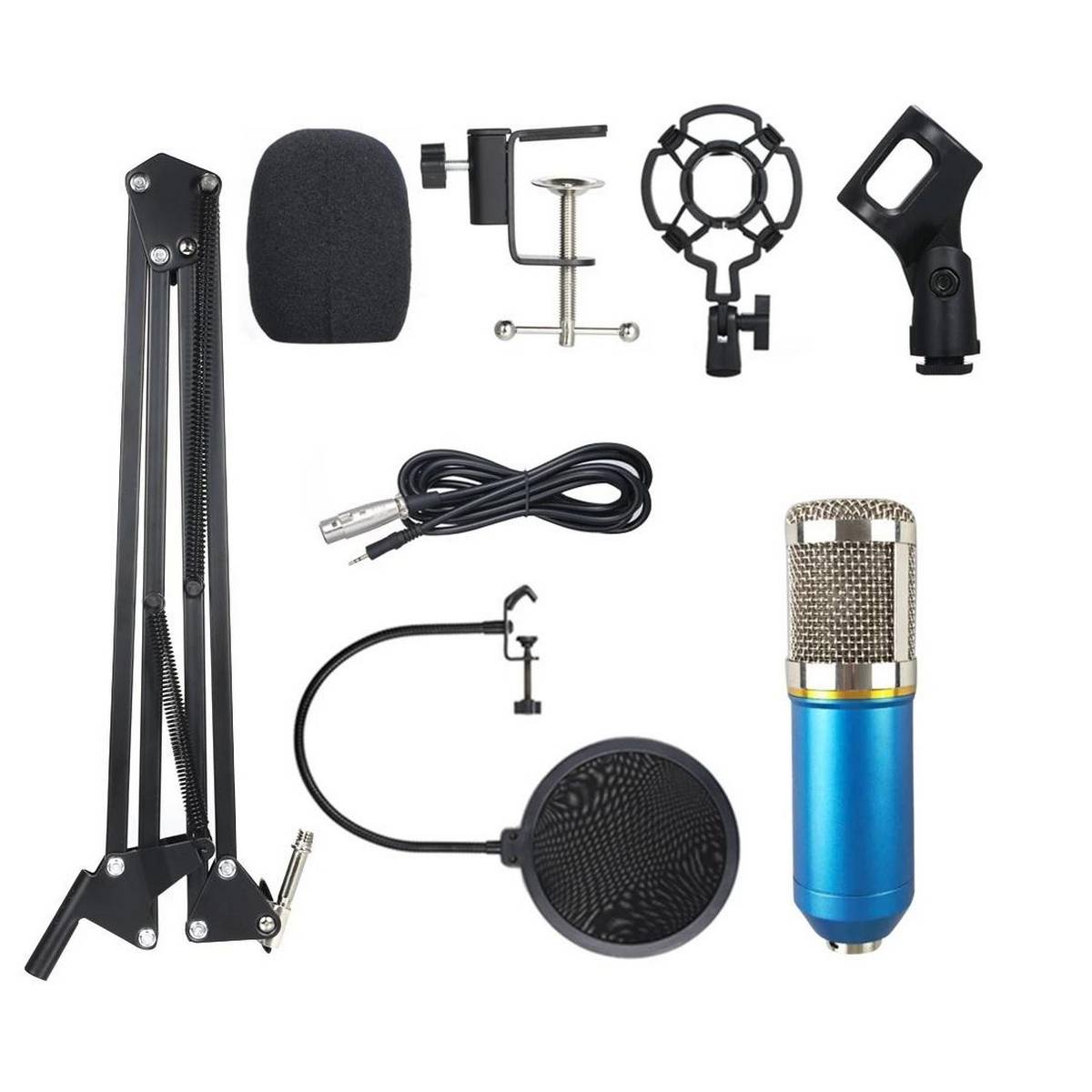 Bm 800 Condensor Microphone (Blue) Kit with Pop Filter & Arm Scissor
