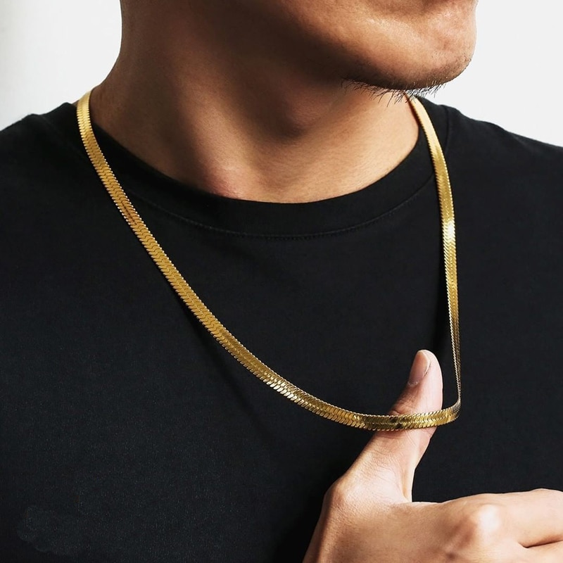 American Style Golden Snake chain Trendy Design Neck Chain for Boys, Men