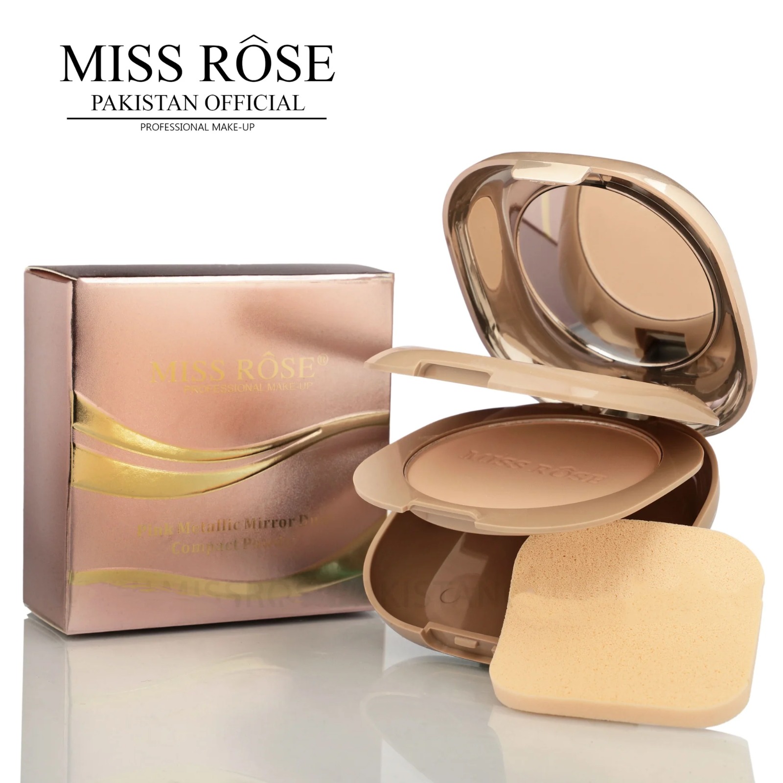 Miss Rose Professional Face Powder Compact - Lightweight, Finishing, Full Coverage with Natural Finish