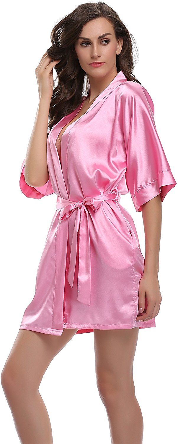 Hot pink silk robe best sale