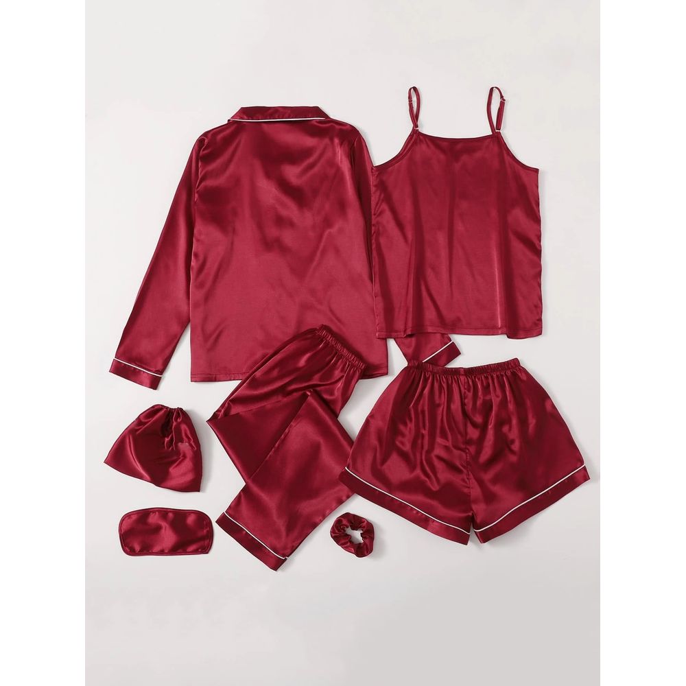 Hotel Kalinga Shein Contrast Binding Satin Pajama Set Valerie