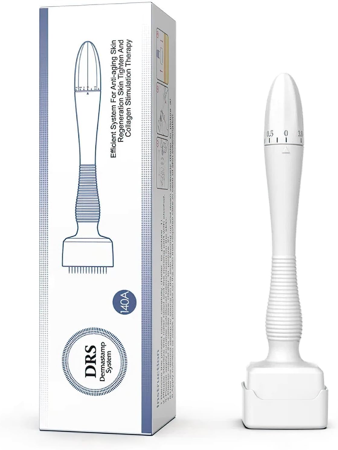 Micro Needle Stamp, Derma Stamp Adjustable 0-3mm 140 Titanium Needles Professional Derma Stamping for Skin, Eyebrows and Scalp Care