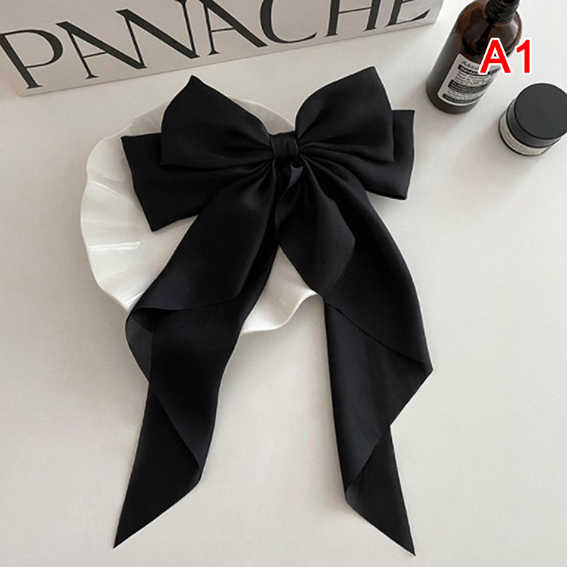 Bow Ribbon Hairpin Headwear Simple Elegant Satin Spring Clip Fixed Hair Clip Retro Party