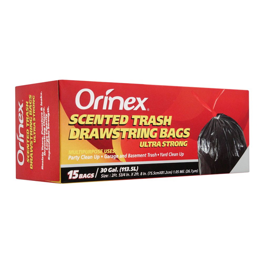 Orinex Scented Trash Drawstring Bags 15 Bags/30gal