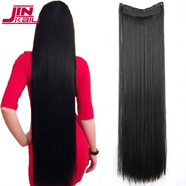 30Inch Long 5 clips Natural black color hair extension- new straight wig