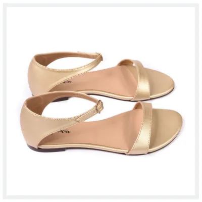 Gold ankle strap outlet sandals flat