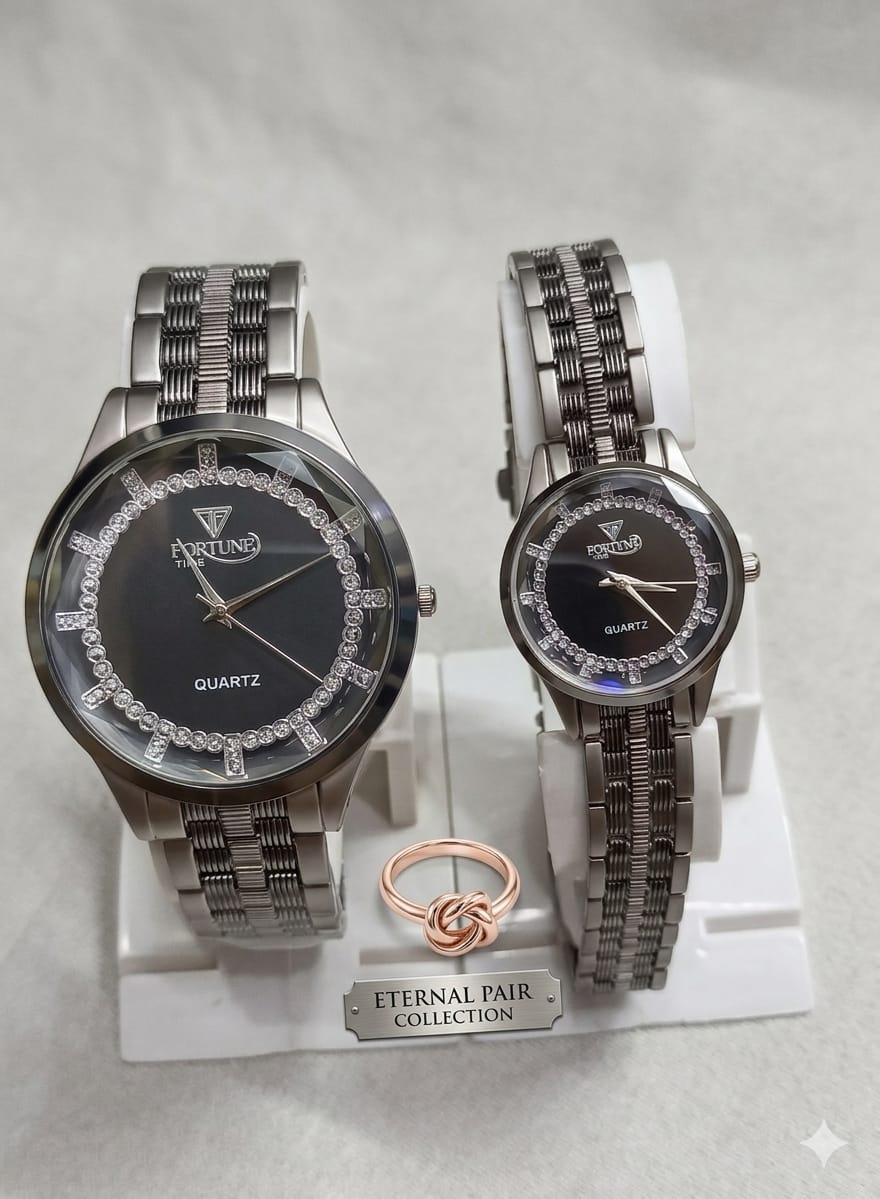 Couple Watches Set for Lovers 2 Pcs Two Tone Quartz Wristwatches for Men And Women