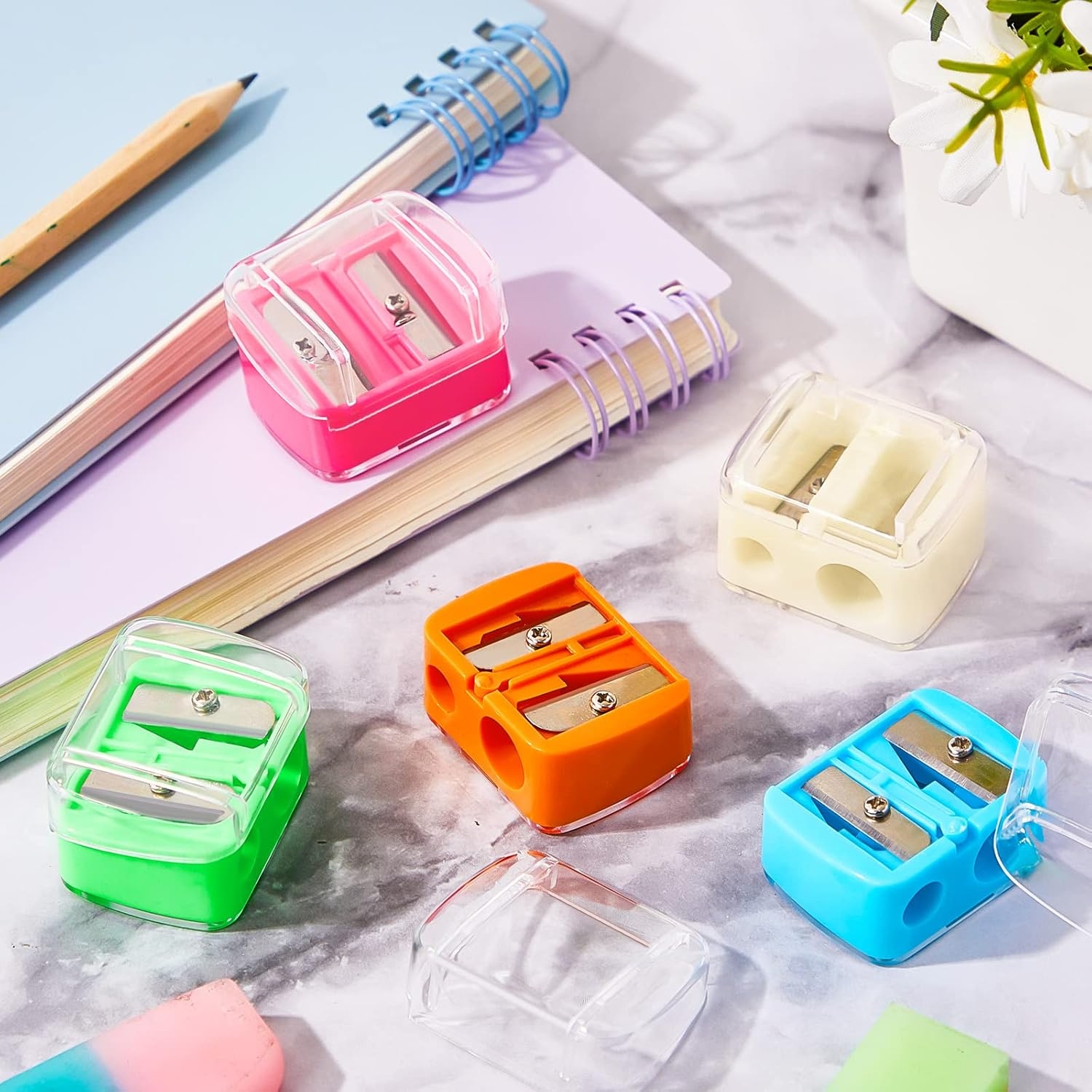 Makeup Pencil Sharpener Plastic Lip Liner Pencil Eyeliner Sharpener Cosmetic Manual Tools for Eyeliner(Multi Colors) Pack Of 2 , 4,6 And 12