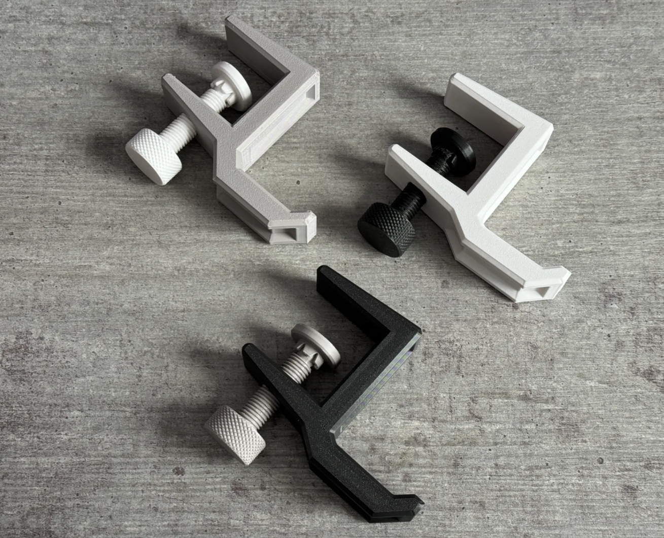 Adjustable Desk Headphone Hook Clamp | 3D Printed Headset Holder | Under Desk Headphone Hanger | Gaming Headphone Stand | Black & White