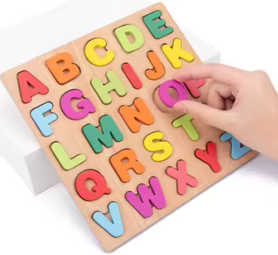 Educational learning letters numbers toy Alphabet Wooden Puzzle wooden matching game kids puzzle wooden board