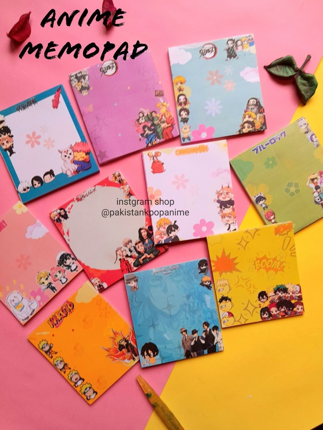 Anime Memopad Kimetsu no Yaiba, Chainsaw Man, Naruto, Tokyo revengers ...