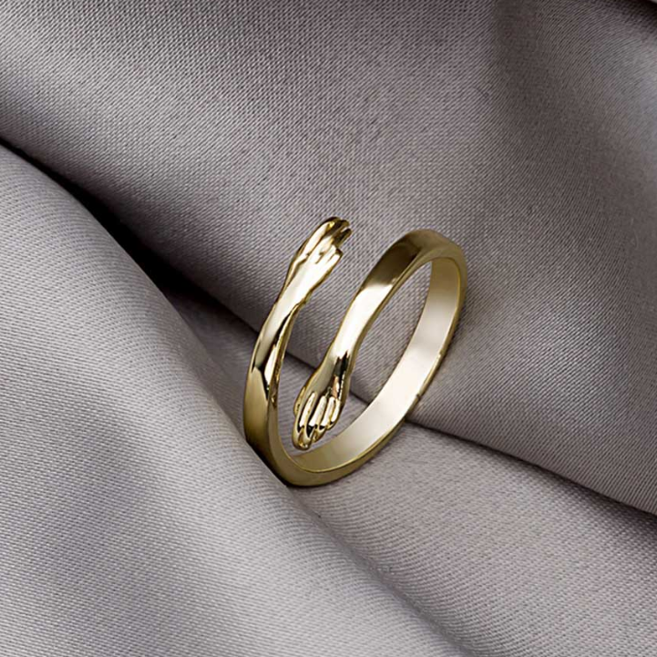 Hug Rings for Girls Couple Open Adjustable Rings Cute Minimalist Hands Embracing Love Ring For Women Couple Party Gift Select Color under Variations