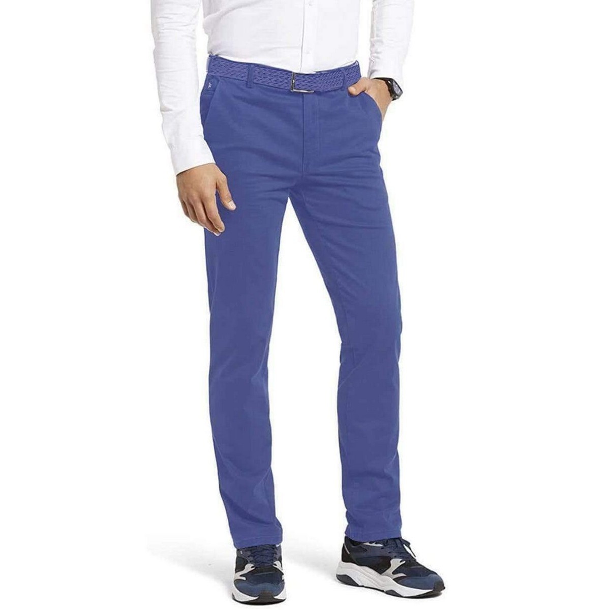 Men's Stretchable Chino Pants Full Length Regular Fit in Solid Colors