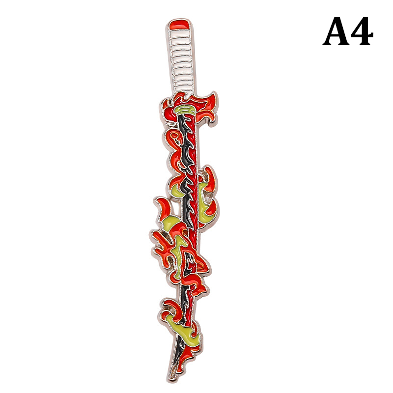 1 Pcs Demon Slayer Lapel Pin Fire Flame Breathing Nichirin Blade Anime