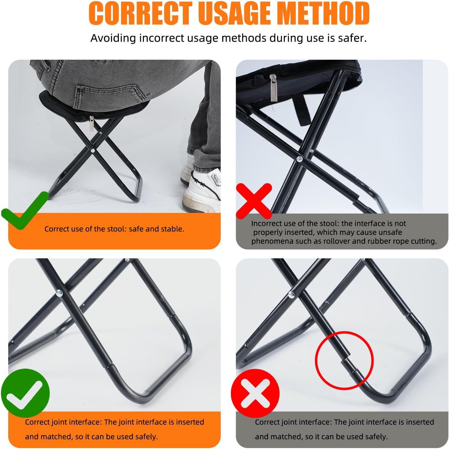 Camping Stool Portable Folding Stool with Carry Bag Weight Load 220lbs Portable Stool for Camping Fishing Hiking BBQ
