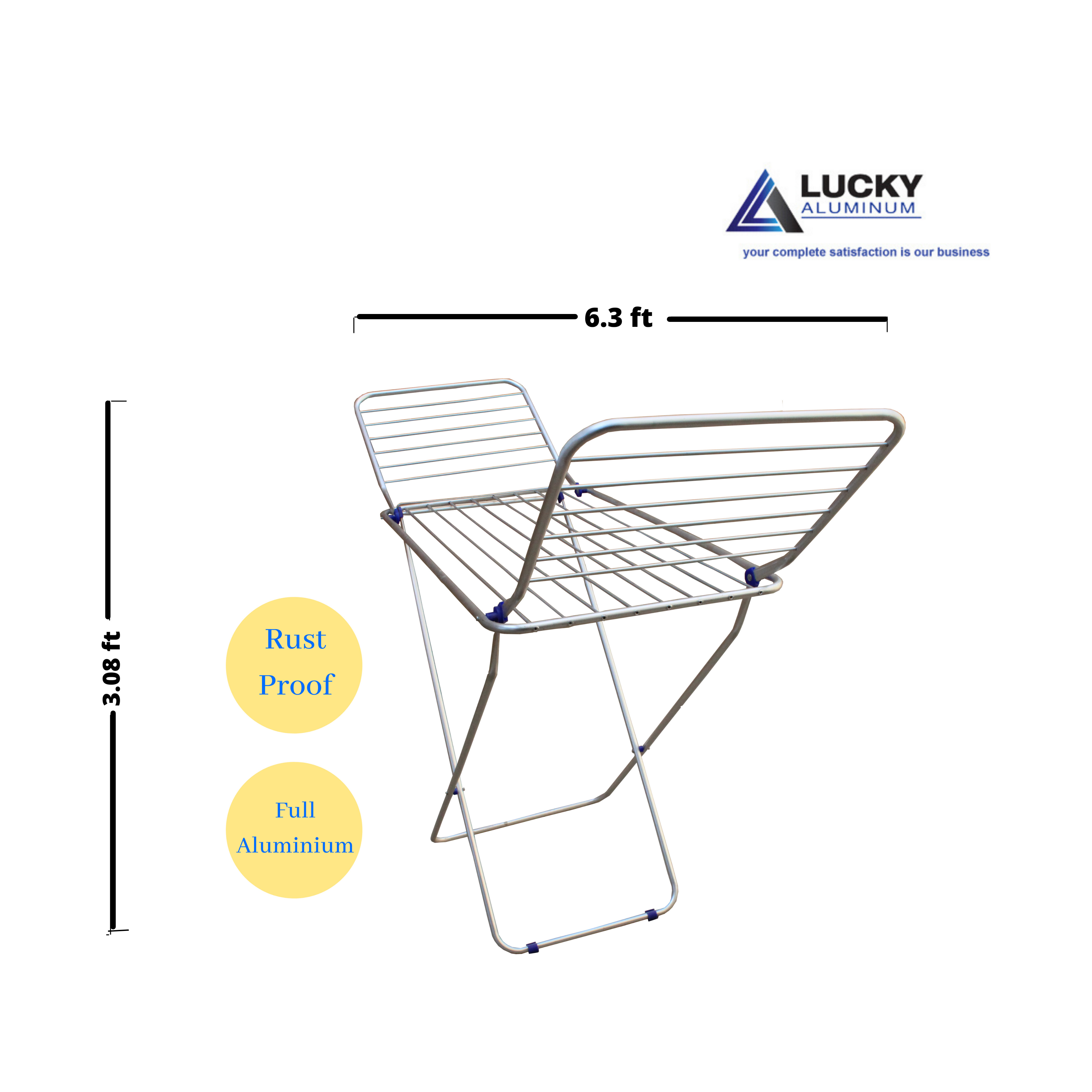Lucky Aluminium Rust Proof Folding Cloth Dryer Stand 6.3 Feet Length - Weather Resistant, Long Lasting, Light Weight