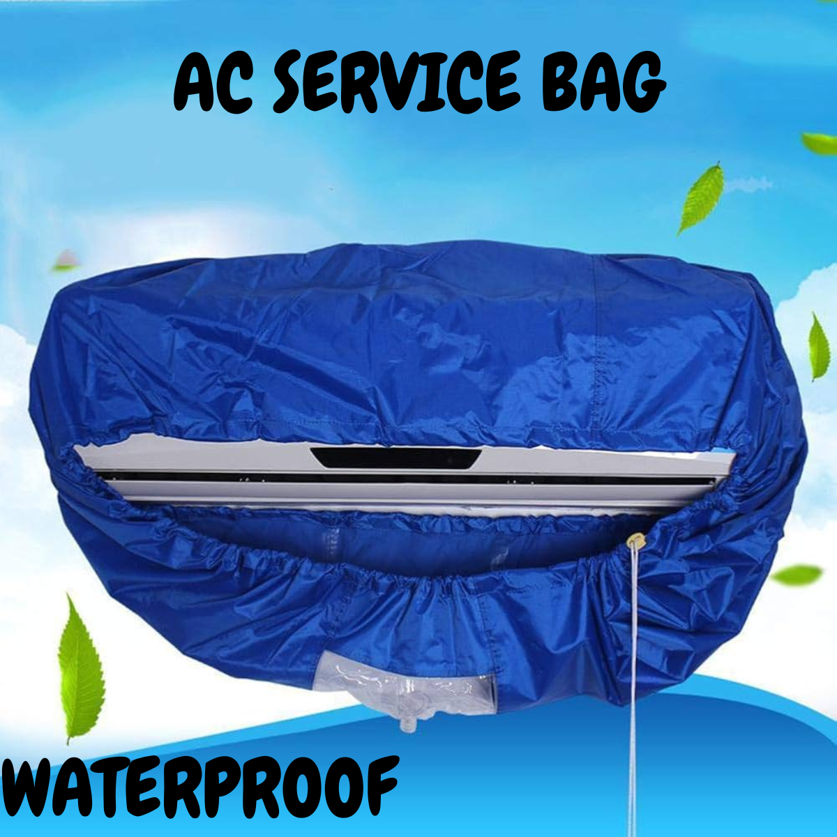 New Durable Blue Air Conditioner Cleaning Cover for Up to 3.2m Circumference, Waterproof Service Bag for AC Unit Repair