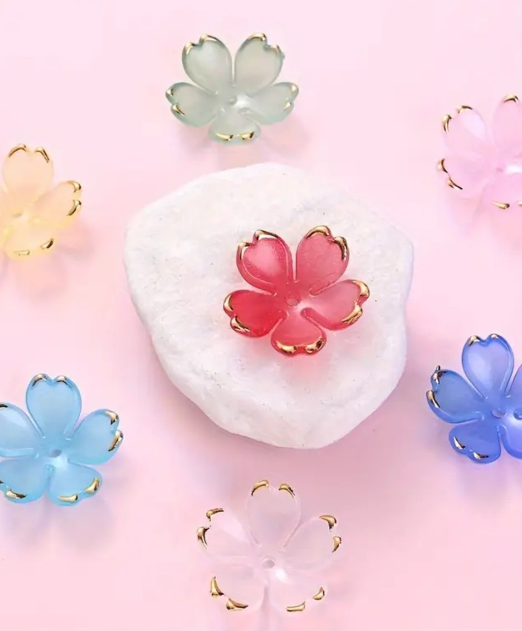 50/20pcs Acrylic Flower Beads 19mm | Colorful Floral Beads for DIY Jewelry Making & Craft Projects
