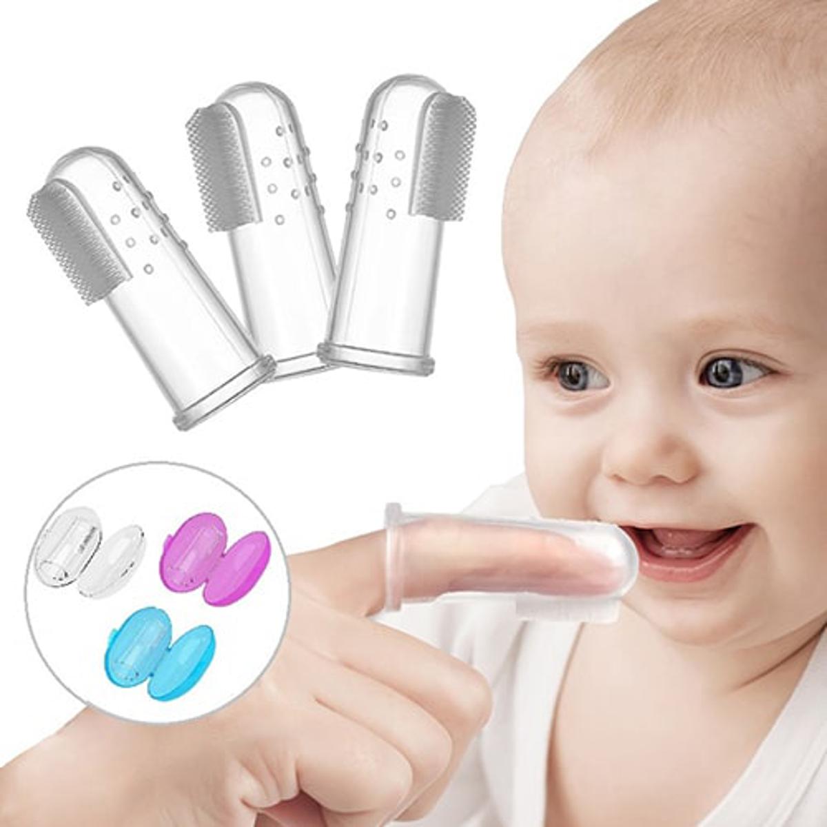Baby Tooth Brush Silicone Baby Finger Tooth Brush Soft Rubber Tooth Massager Brush Silicone Finger Tooth brush For Kids Baby Infant Finger Toothbrush with Box