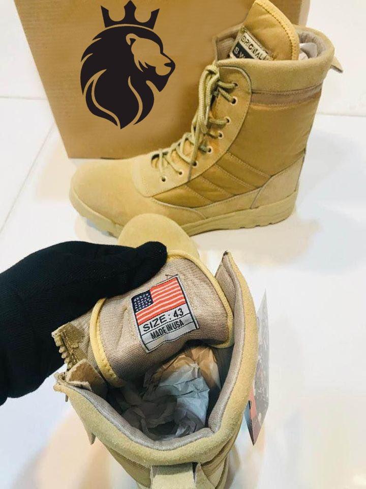 Brown Army Walking Army Boots For Men