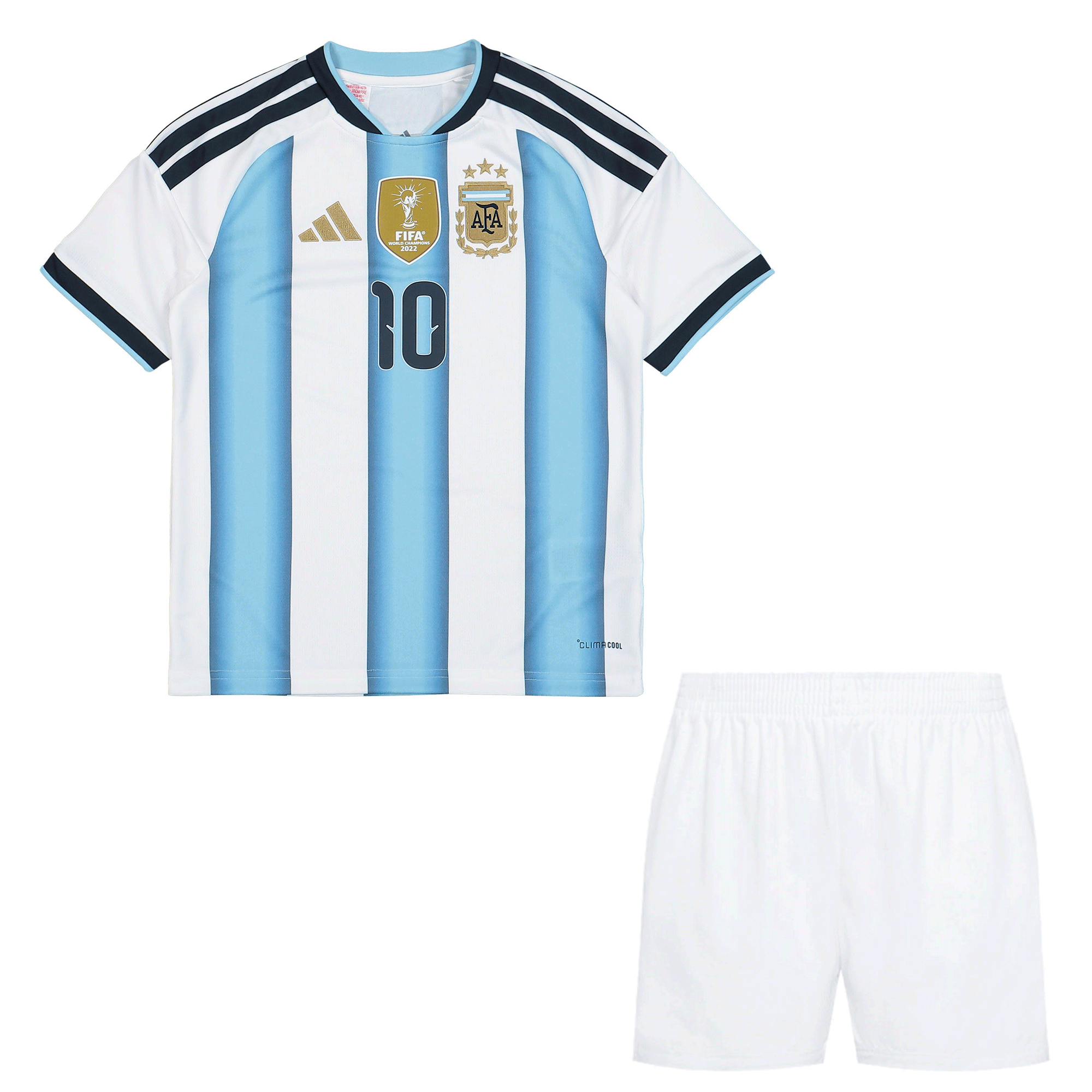 Messi Argentina Three Star Football Kit for Kids