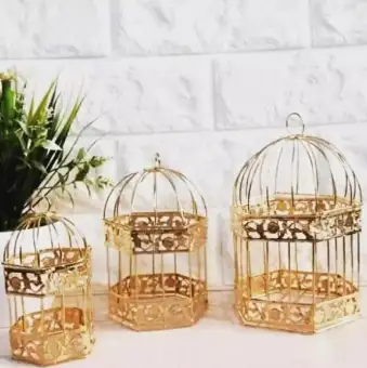 Ns Collection Pack Of 3 Fast Forward White Metal Wedding Birdcage