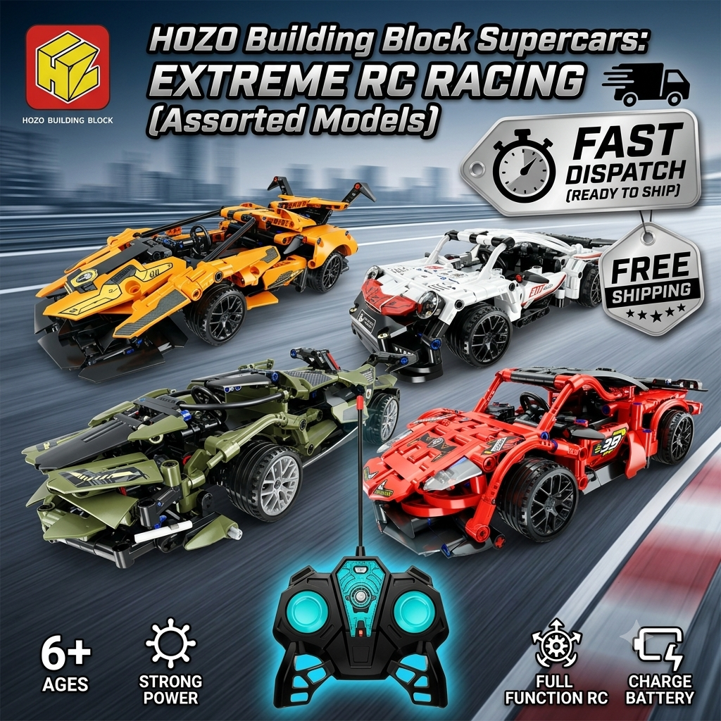 KIDDO KASTLE - Remote Control RC Building Block Car 503+ PCS | 1:16 DIY STEM Off-Road RC Truck Building Blocks Set | 2.4GHz Remote Control Drift Car Construction Brick Toy for Kids | Assorted Models