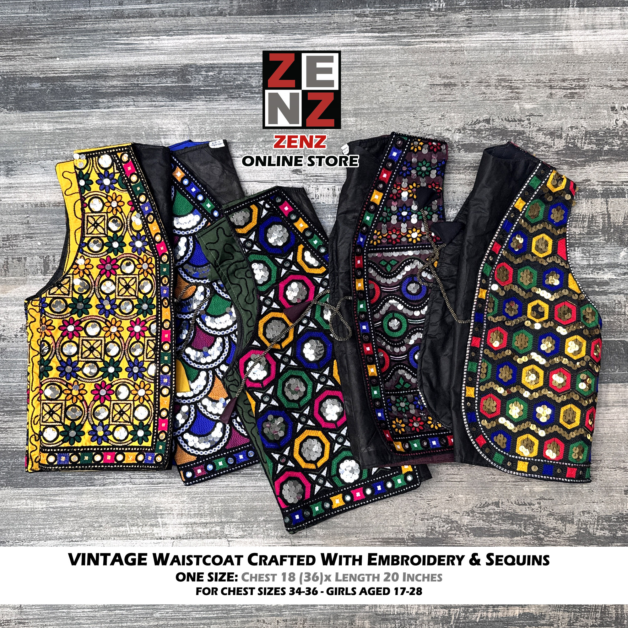 Pakistani Pashtun Punjabi Balochi Sindhi Traditional & Cultural Party Wear Waistcoat Koti for Ladies Women Womens Embroided Multicolor Waist Coat Light Jacket Embroidered Patchwork ZENZ Ladies Gilet