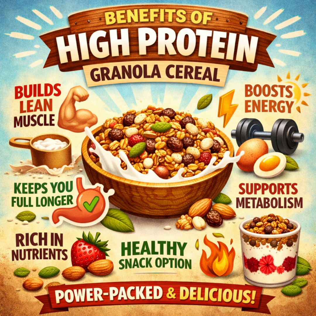 BODY MECHANIQ Organic High Protein Granola Cereal - Vegetarian, Preservative-Free, Rich in Vitamins, Single Pack