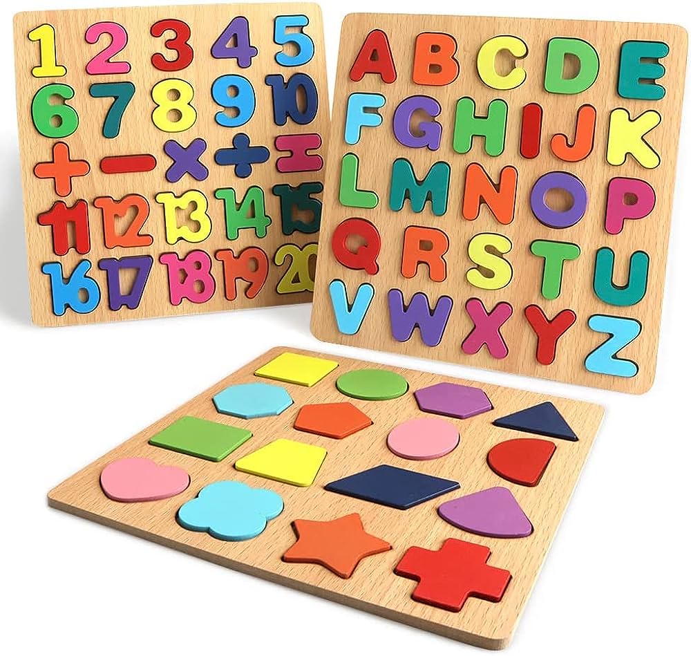 3D Wooden Alphabet Puzzle for Kids Early Educational Activity Board ...
