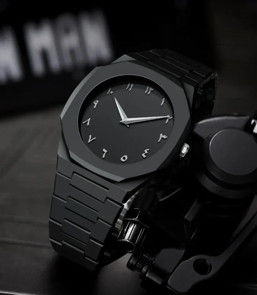 Aura Watch for Men Original - Luxury Arabic Dial Wrist Watch for Boys - Genuine Leather Strap Watch - Aura Black and White Quartz Watch for Gents - Premium Golden Watch with Box - Water Resistant Fashion Watch for Men - Stylish Aura Watches for Kids