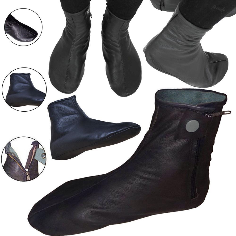 Moza 100% Genuine Leather 'A' Quality Socks Warm Fabric inside for Cold Weather - Hajj & Umrah