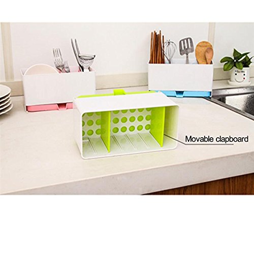 Plastic Utensils Holder For Kitchen Dining,3-compartment Adjustable Drainer, Cutlery Holder