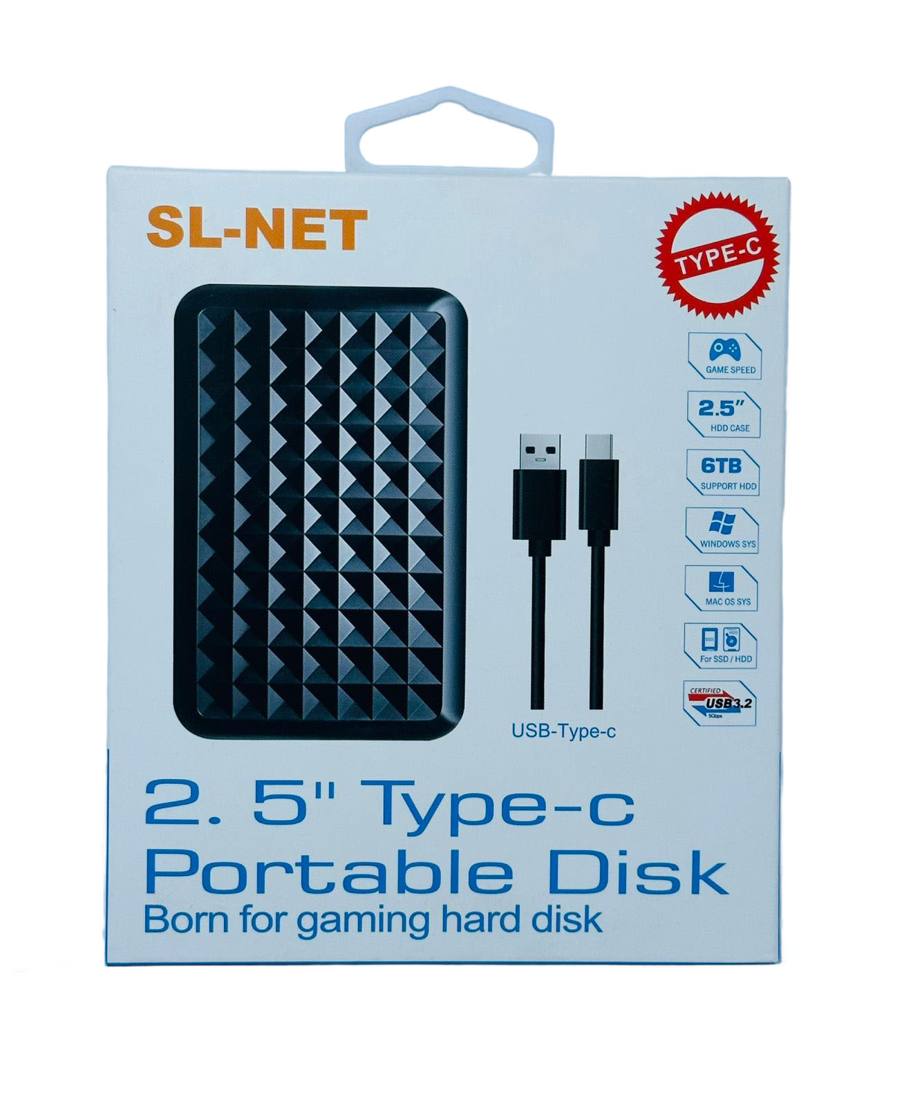 SL NET Type C 2.5" HDD/SSD Enclosure Case | USB 3.1 Gen 1 (5Gbps) | Tool-Free Installation | Plug & Play | For Laptop Hard Drive