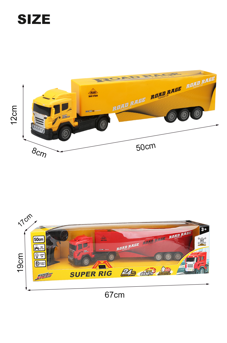 Children's High Speed 2.4G Container Truck Remote Control Rechargeable 1:32 Scale RC Semi Truck Trailer W/ Lights Remote Control Cargo Carrier Outdoor Play & Trucking Adventures Vehicle toy For Boys Kids Best For Gifting