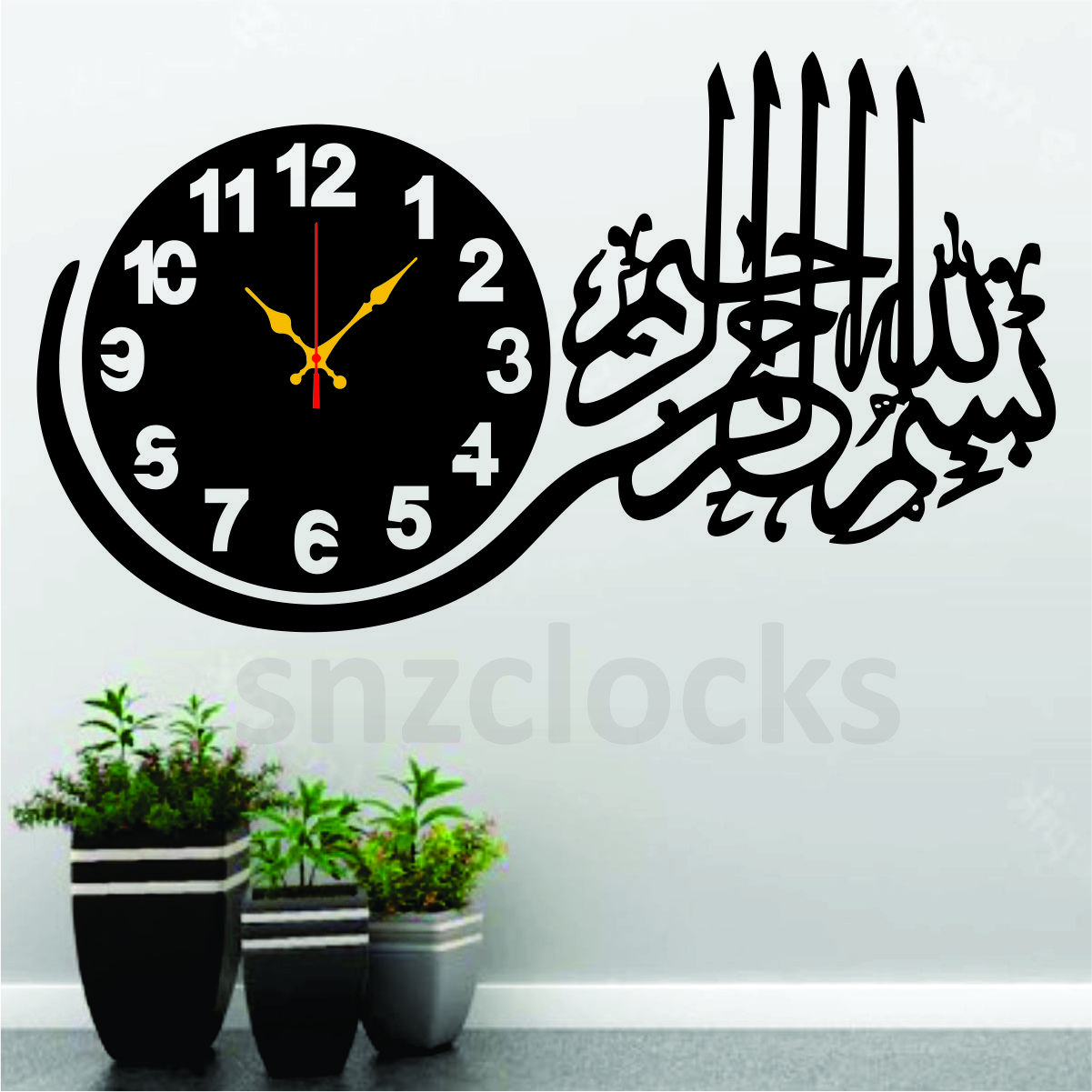Bismilah Clock, And Butterfly Shelf,Wooden Wall Clock-3D Watch DIY Design Decoration Birds Numeral Quartz For Home Décor Living Room And Offices And For Gifts