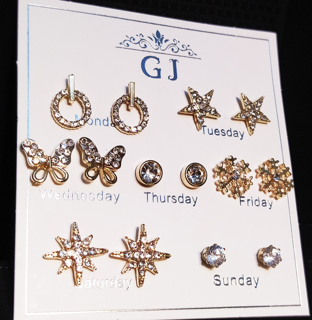 Elegant Jewellery Golden Pack Of Six Pairs Drop Earrings For Women FDS -098