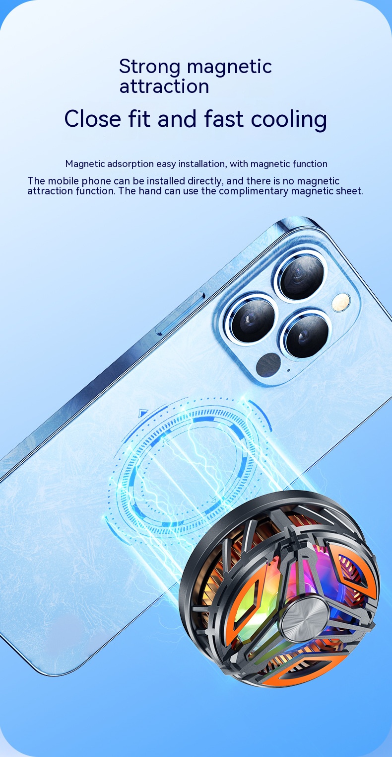 GT31 Magnetic Phone Cooler Mobile Phone Cooling Fan Semiconductor Phone Radiator - Heat Sink Game Cooler System Mobile Cooling Fan Gaming Case Cold Wind Handle Cool Semiconductor Fan For PUBG Phone Cooler , FREEFIRE