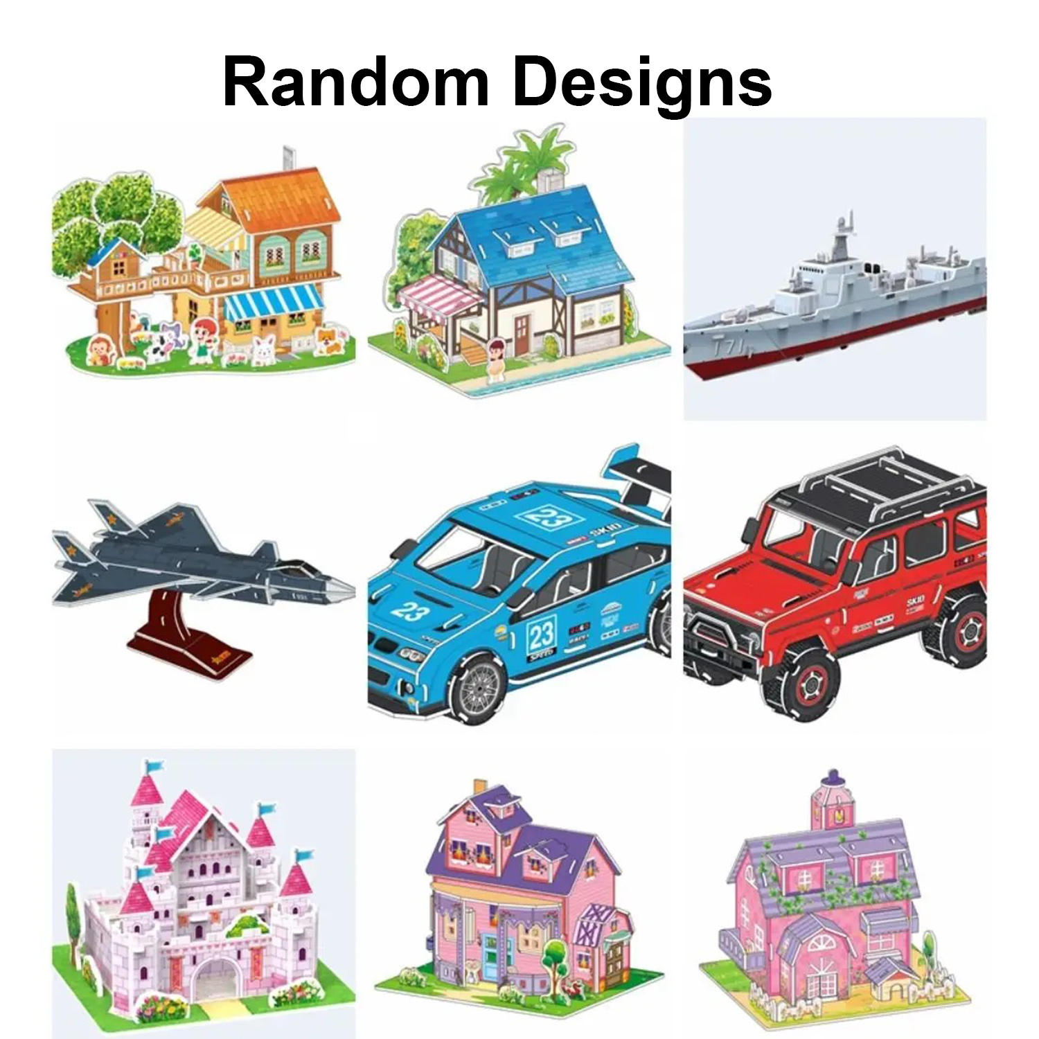 3D Puzzle Jigsaw Paper Model |3D House Building Puzzle | Learning Educational Toys For Children | Kid Gift 3D DIY Puzzle Citadel Model Cartoon House Assembling Toy Kid Early Learning