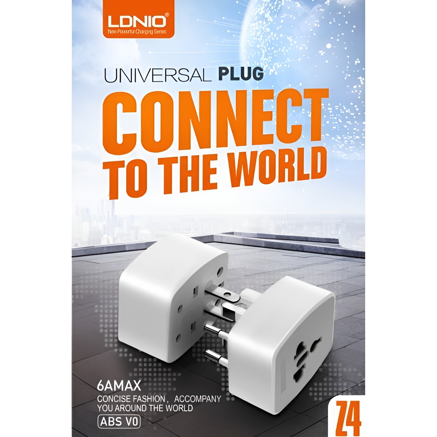 LDNIO Z4 Universal .Plug. Adapter with UK/EU/US/AU Pin & 2 Universal Socket  (6A) - LDNIO Z4 Universal Travel Adapter - | Daraz.pk