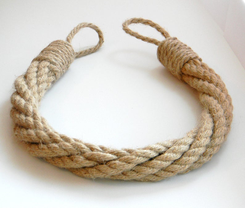 "Handmade Jute Rope Curtain Holder – 18 Inches | Rustic Tieback for Boho & Natural Home Decor"