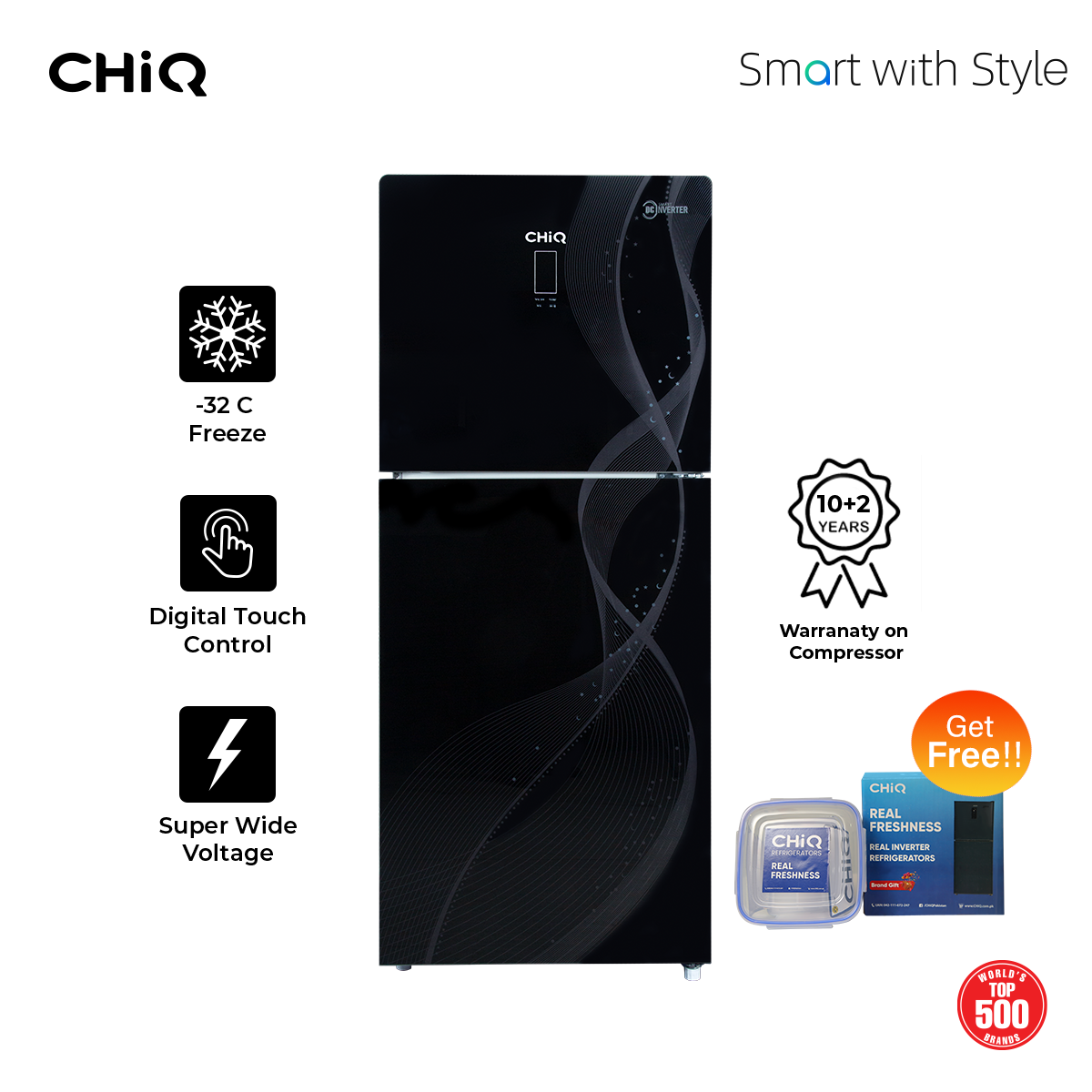 CHiQ 14 CFT CTM378IGB 4D DC Inverter Fridge Refrigerator Black