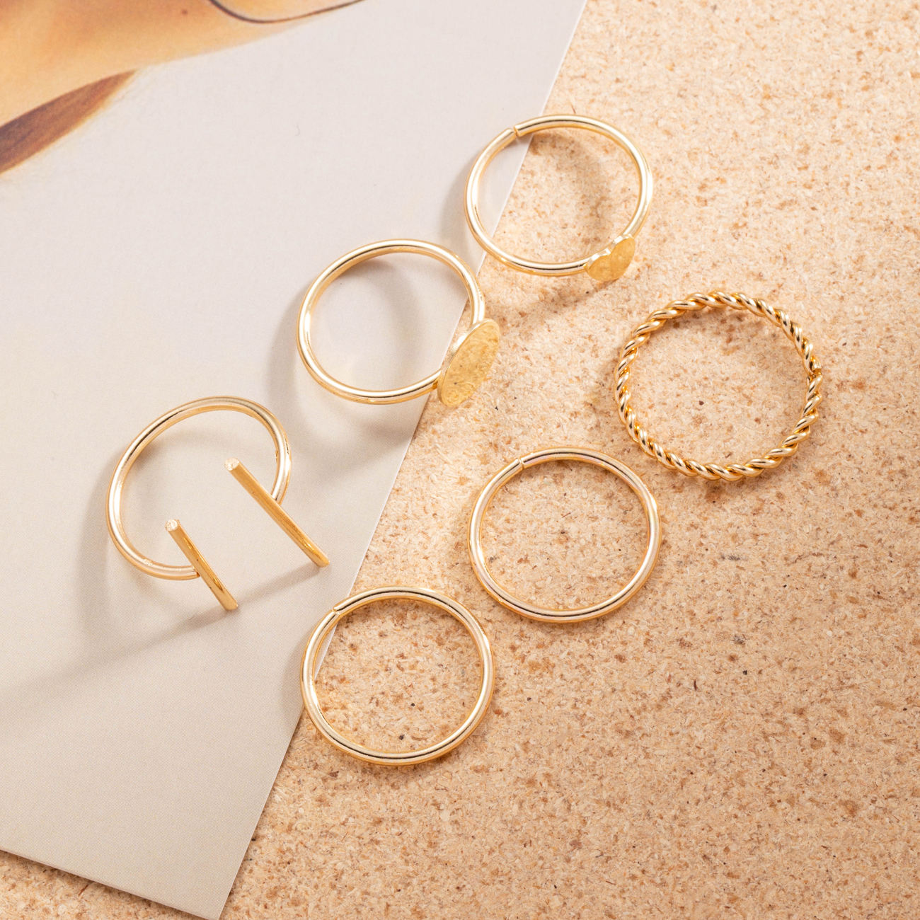 6 Pcs Rings Set for Girls Rose Gold Stylish Simple Mid Finger Ring Best Gift For Girls High  Quality Set of 6 Rings Universal size Korean Style ring set, rings sets