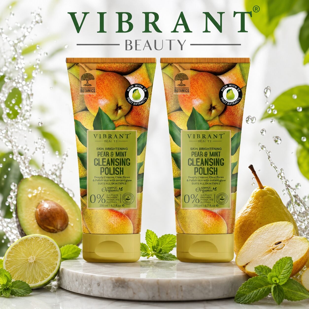 Vibrant Beauty Pear & Mint Cleansing Polish Combo Pack | Personal Care Set | 200ml