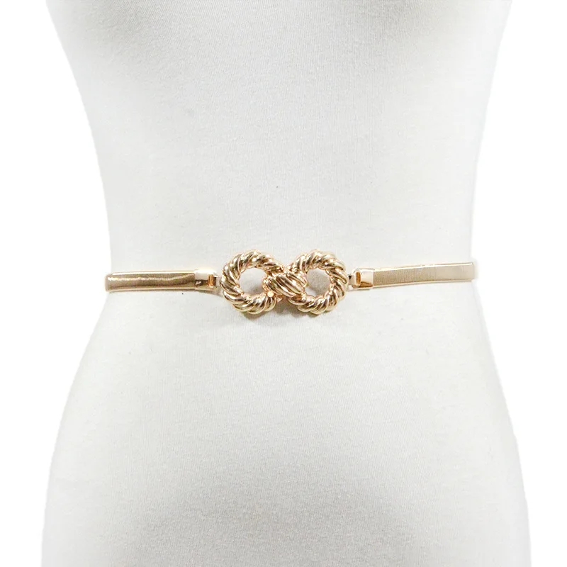 2024 Gold Silver leaf shape wedding Designer Elastic Belt For Women