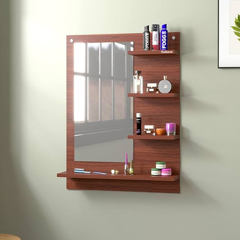 Wood Wall Mount Dressing Mirror with Shelf Engineered Wood Dressing