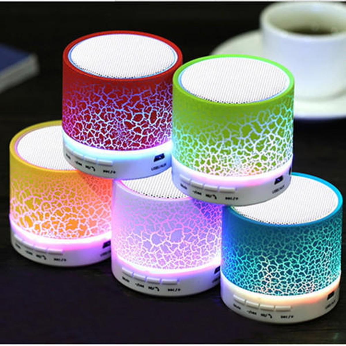 Mini Portable Bluetooth & Rechargeable Speaker with Light + SD Card + USB Supported Multi Color price in Pakistan