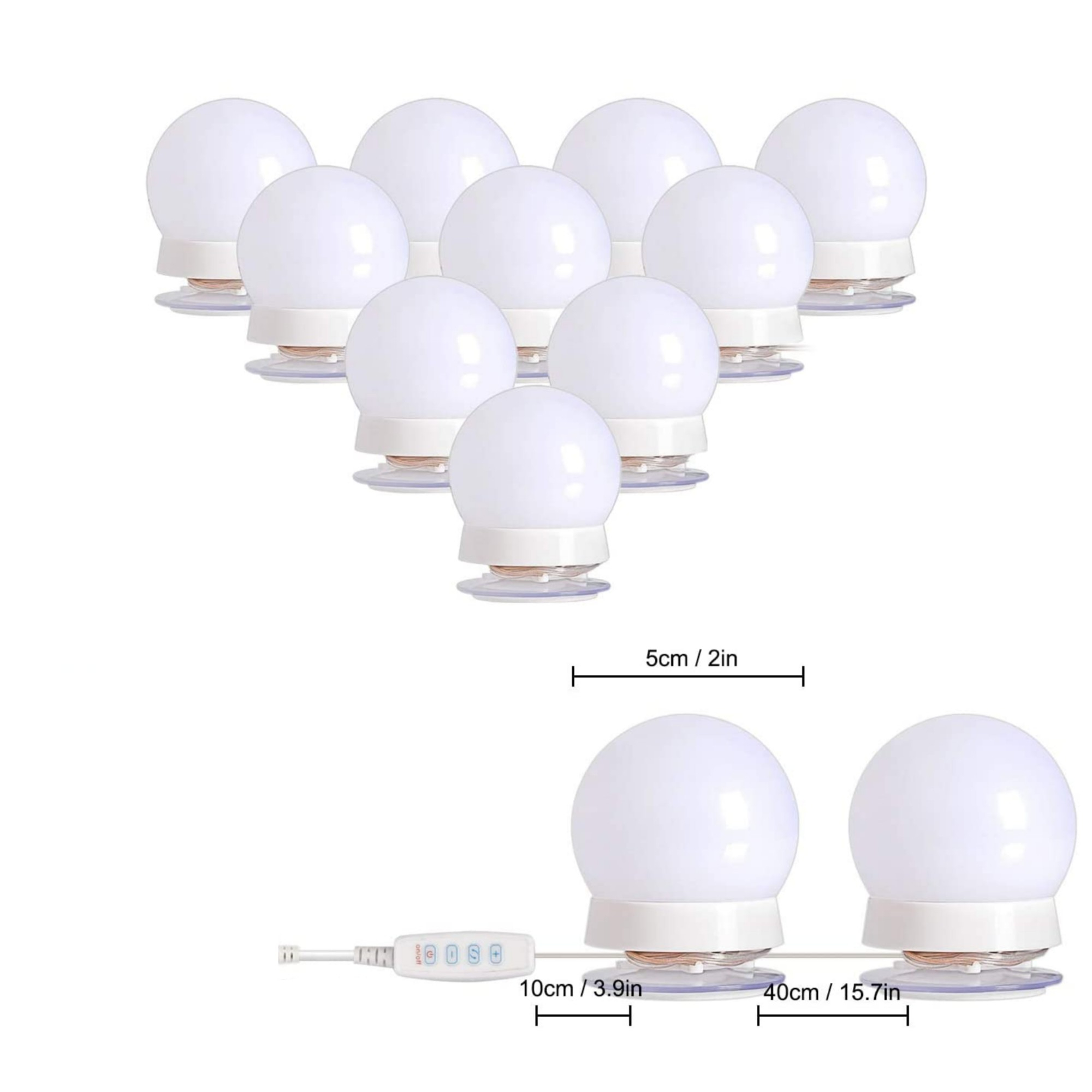 10 Bulb LED Vanity Mirror Lights – USB Powered Makeup Light Strip, Adjustable Brightness with 3 Color Modes, Hollywood Style Dressing Table Lighting for Makeup & Beauty Setup